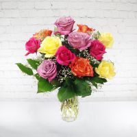 Super Colorful Dozen Roses - Valentine's Day