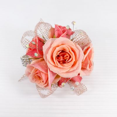 Coral Corsage & Bracelet :: Ashland Addison Florist Co.